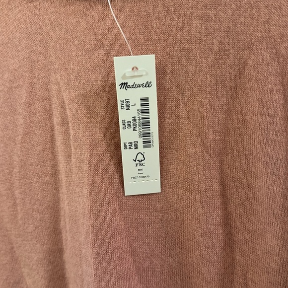 Madewell pink long sleeve belled shirt. Super soft NWT. Size large - Picture 4 of 4
